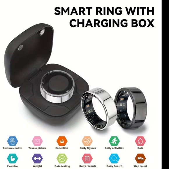 Other - Smart Health Ring with Portable Charging Case - Black